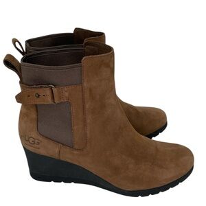 UGG Ankle Boots Indra Women's Brown Wedge Booties Size 8.5